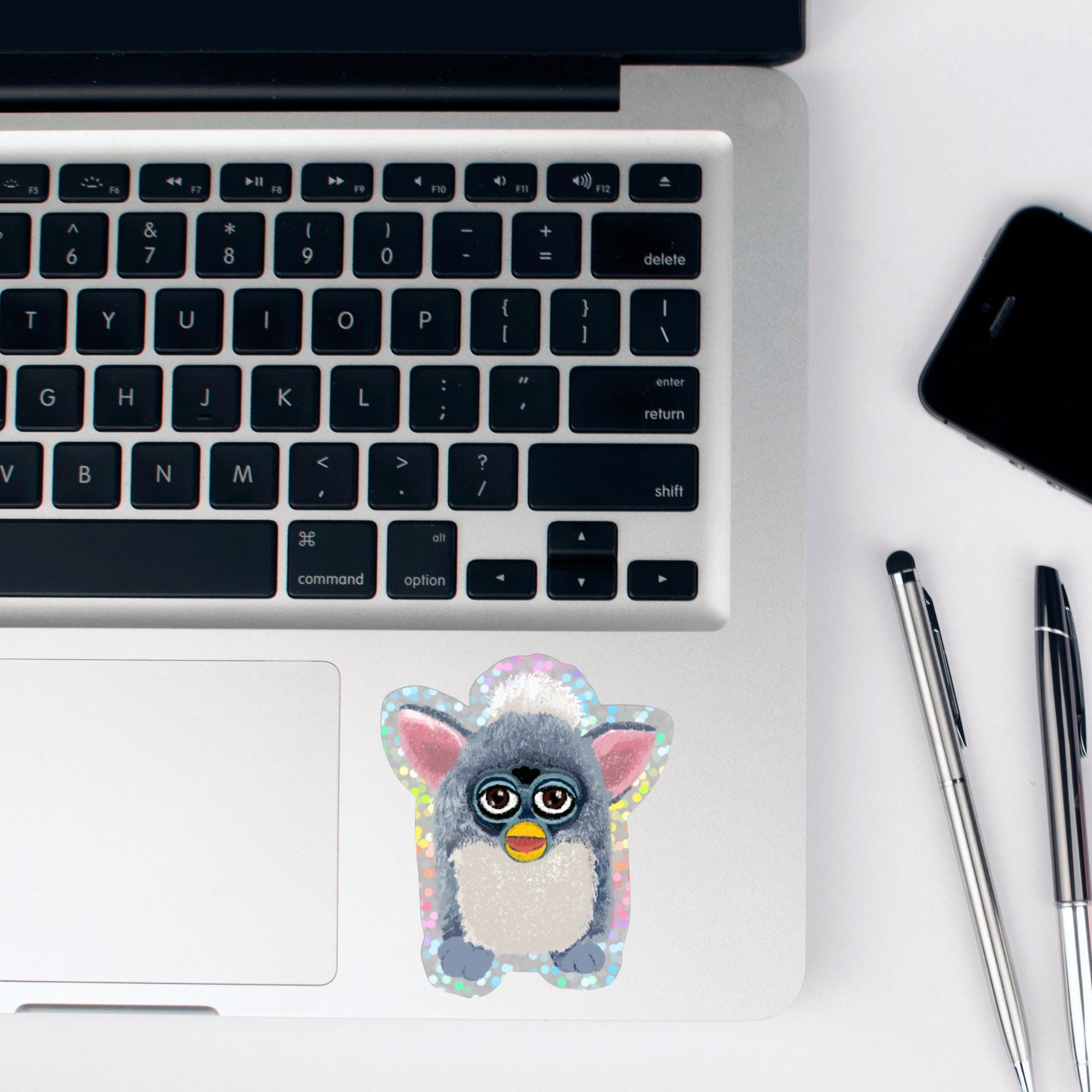 Waterproof Vinyl Furby Sticker - Glitter or Holographic Border - Etsy