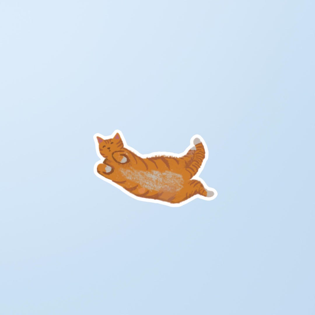 Sleeping Orange Tabby Cat Weatherproof Vinyl Sticker - Etsy