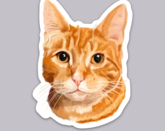High-Quality Orange Tabby Cat Vinyl Sticker for Cat Lovers