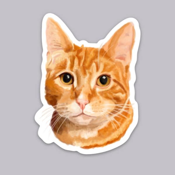 High-Quality Orange Tabby Cat Vinyl Sticker for Cat Lovers