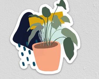 Plant Sticker with Abstract Background