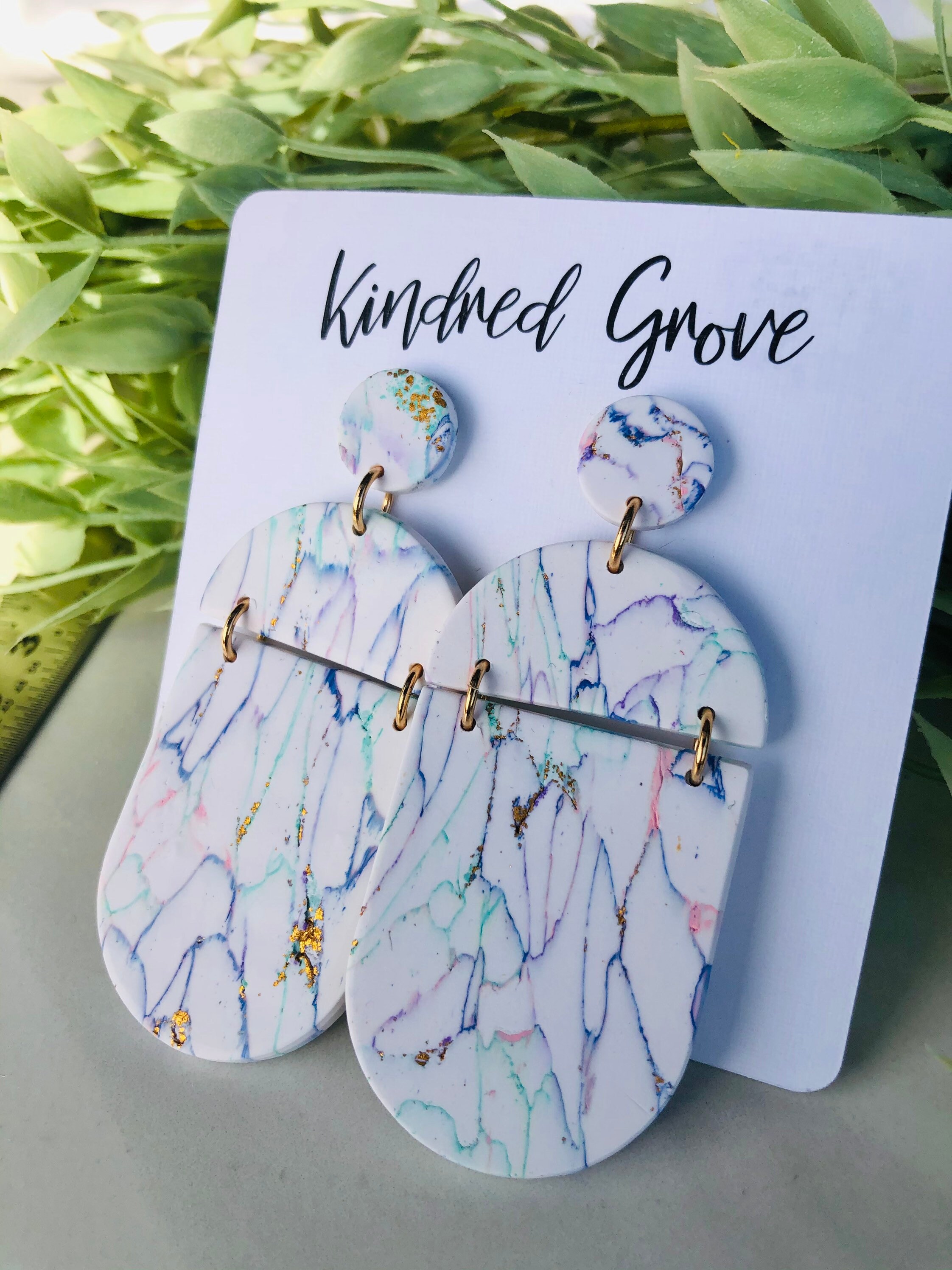 Modern Clay Earring Colorful Marbled Clay Earring Multicolor Etsy