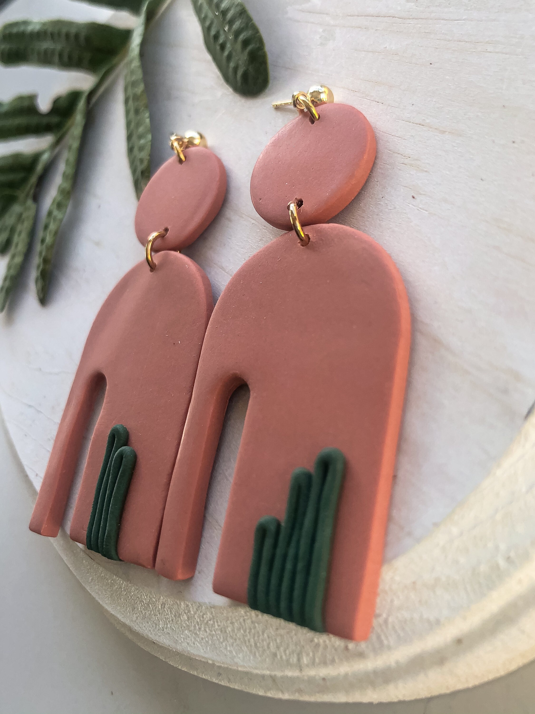 DESERT CLAY EARRING desert scene earring gold plated brass Etsy