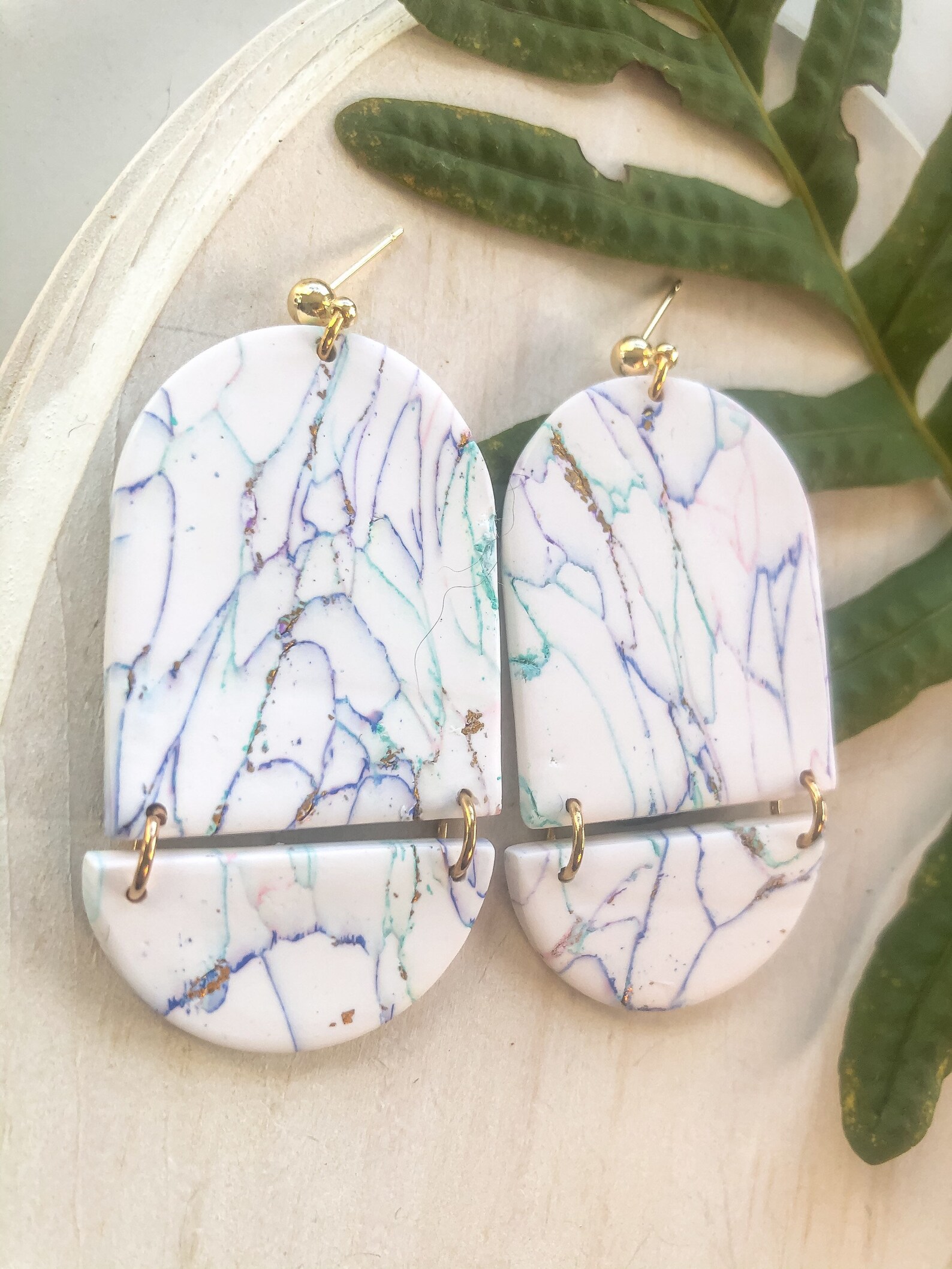 MARBLE CLAY EARRING modern clay earrings white statement Etsy