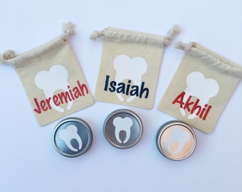 Personalized Tooth fairy bags and tins
