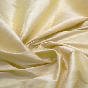 100% Pure Silk Dupioni - Butterfly Pale Yellow
