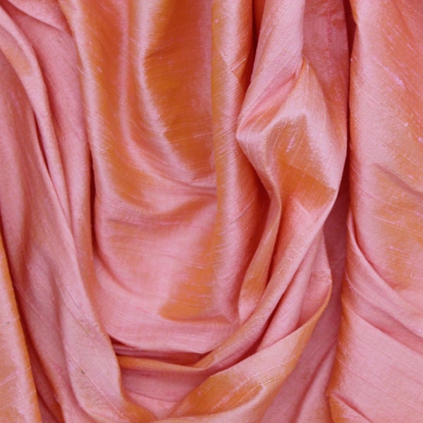 100% Pure Silk Dupioni - Pink/Yellow Two-Tone