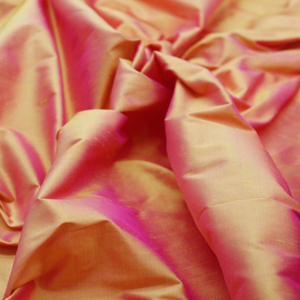 100% Pure Silk Dupioni - Iridescent Orange/Pink (54")