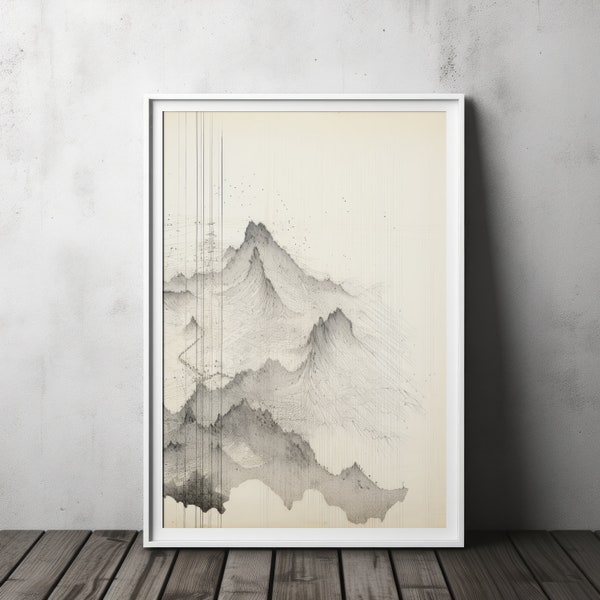 Sleek Simplicity Unleashed! Black & White Minimalist Line Art - Instant Digital Download Magic! Japanese Inspired Mountains Digital Download