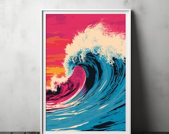 Surfing Harmony: Digital Surf Art - Instant Download for Coastal Chic Decor!