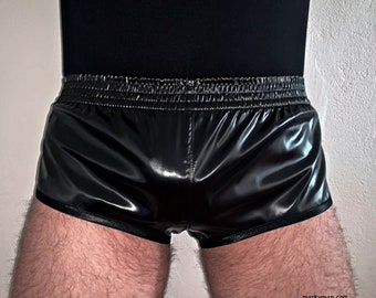 racer shorts M 2.0 short cut wetlook satin shorts shiny black soccer pants