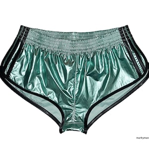 Shorts short 2.0 M shiny soft lime green metallic runner racer men gym shorts