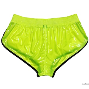 neon brillant court 2.0 Short S Nylon humid wet look running shorts jaunt fluo noir image 3