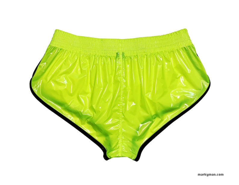 neon brillant court 2.0 Short S Nylon humid wet look running shorts jaunt fluo noir image 3