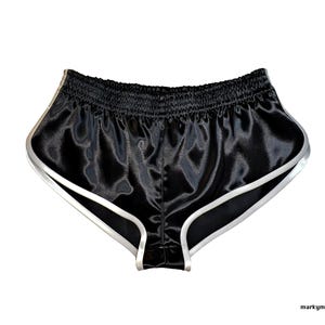 Shorts L, racer shorts 2.0 shiny vintage nylon satin running black slippery vintage polyamide