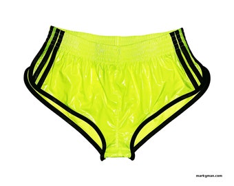 short Shorts 2.0 S neon Nylon shiny running racer wetlook split high cut shorts wet