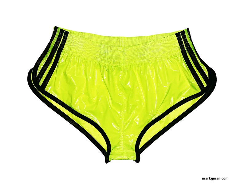 neon brillant court 2.0 Short S Nylon humid wet look running shorts jaunt fluo noir image 1