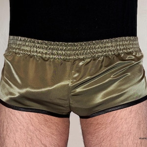ショーツ M ショート 2.0 サテン スプリンターショーツ 光沢 ヴィンテージ ナイロンサテン ポリアミド オリーブ アーミー 光沢 ショーツ