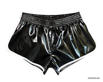 wetlook runner shorts XL shiny gloss Satin pocket