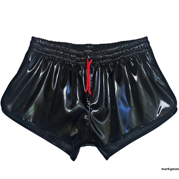 runner shorts M high glossy wetlook pants satin soccer shorts