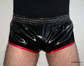 Shorts XL extra short 2.0 Satin Sprinter wetlook brillant satin noir rouge brillant shorts brillants pantalon de gym Shorts Sprinter rouge feu