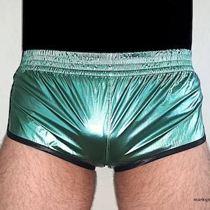 Shorts short 2.0 M shiny soft lime green metallic runner racer men gym shorts