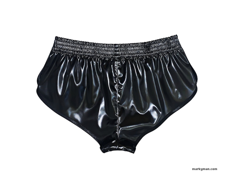 Pantaloncini lucidi corti 2.0 M pantaloncini in raso lucido effetto bagnato con rigonfiamento come slip in raso immagine 3