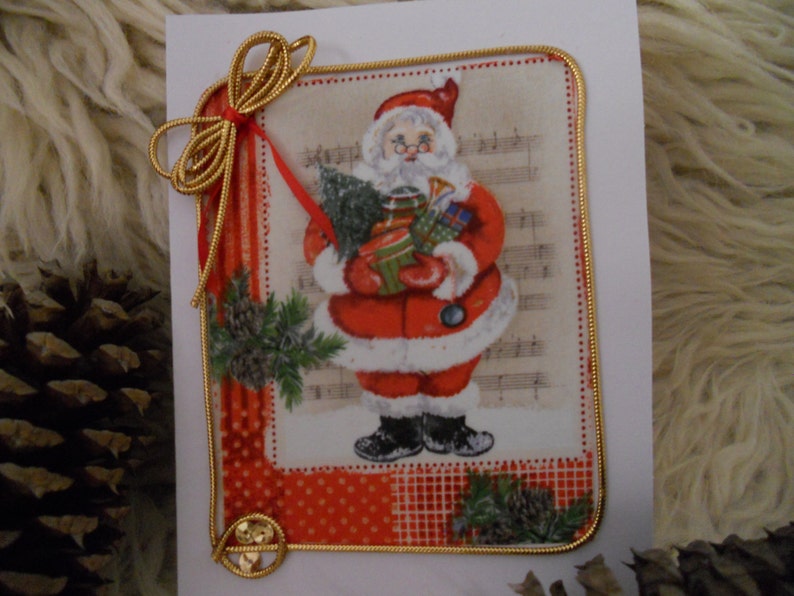 Christmas Greeting Card. Holiday Card Santa with Presents. image 0
