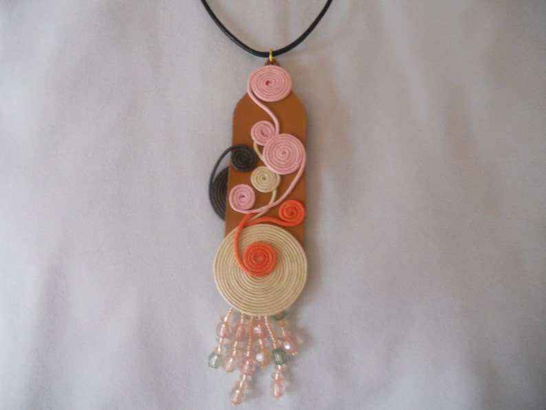 Genuine Leather Necklace. Choker with Swirls Charms.Leather image 0