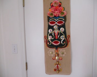 Traditional Ethnic Folk Art Wall Panel.Bulgarian Magic Mask Panel.Wall Hanging. Home Office Decor. ONE OF A KIND