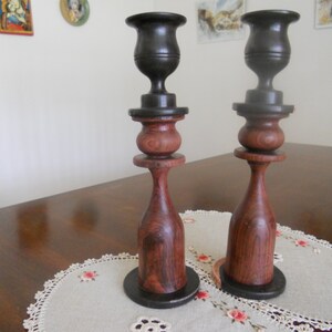 Vintage  Ebony Candle Holders ( Set of Two).Handcarved Exotic Wood Candle Holders. Wooden Art Home decor. Housewarming.