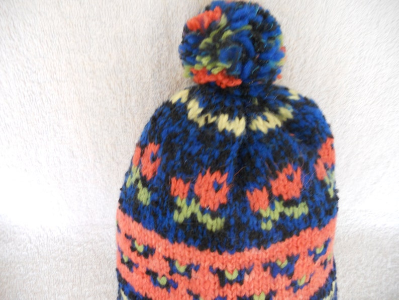 Hand Knitted Kid's Hat.Kid's Hat with Pompom for 3-4 image 0