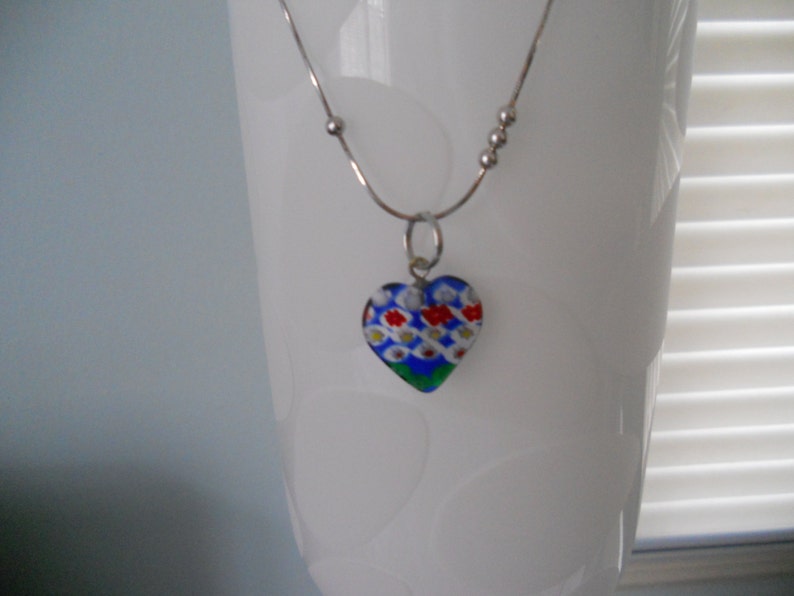 Necklace. Murano Style Glass Handcrafted Pendant.Multicolored image 0