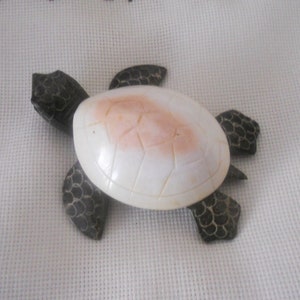 Stone Turtle Figurine. Mini ( 4 inches long) Collectible Turtle Sculpture. Home Decor