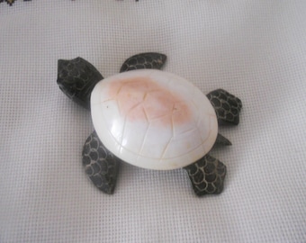 Stone Turtle Figurine. Mini ( 4 inches long) Collectible Turtle Sculpture. Home Decor