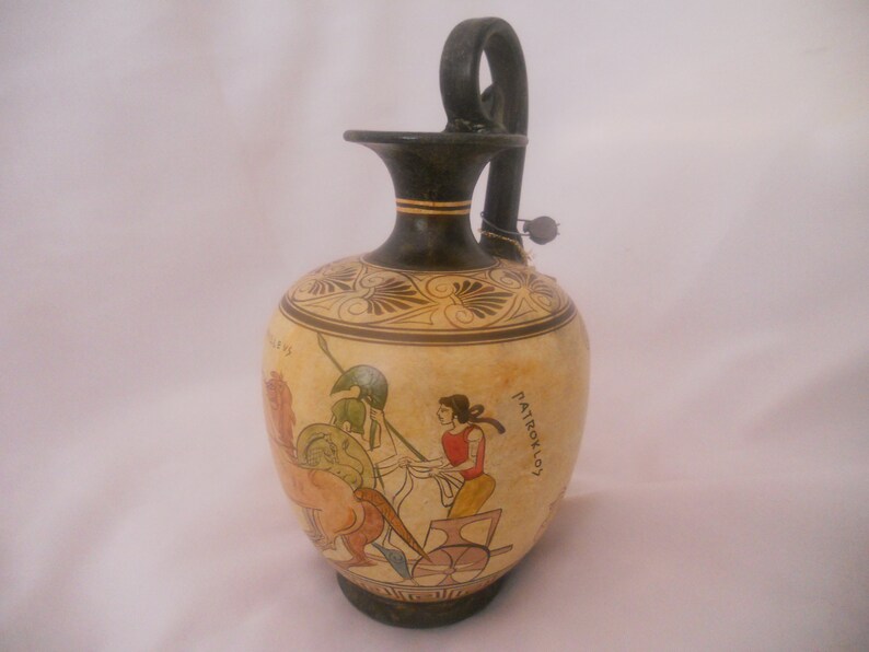 Ancient Greek Amphora Replica.Hand Painted Oinochoe Vase image 0