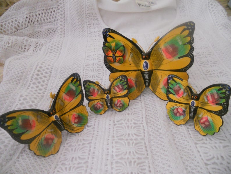 Vintage Ceramic Butterflies Set of For.Hand Painted image 0