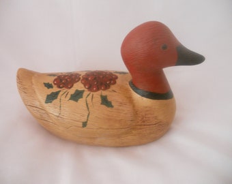 Vintage Ceramic Duck Figurine.Big 11''long Mallard Duck Decoy.Hand Painted Home Decor.