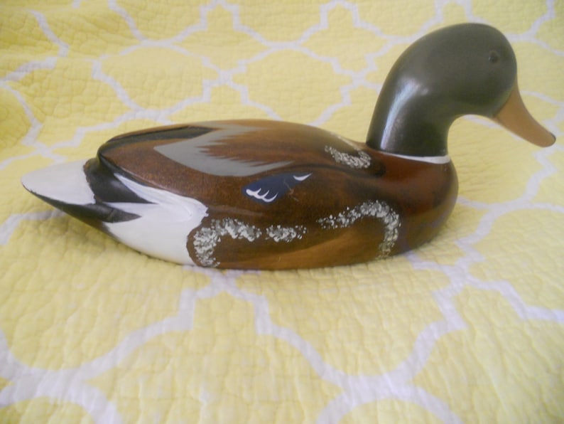 Vintage Nanco Hand carved & Hand Painted Duck Decoy Figurine image 0