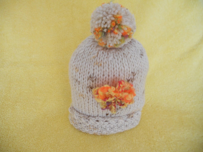 Hand Knitted New Born Baby Hat. Pompom Winter Hat. Unisex. image 0
