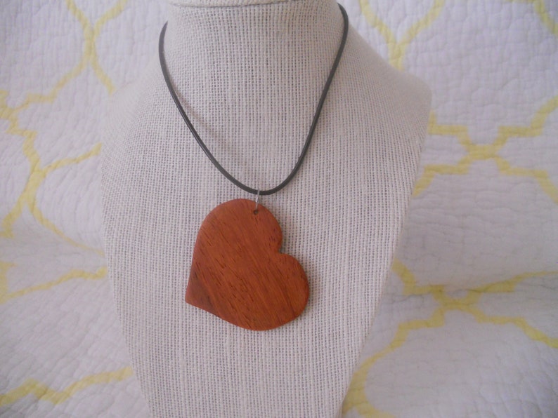 Exotic Wood Padauk Pendant. Red Heart Wooden Jewelry. Bohemian image 0