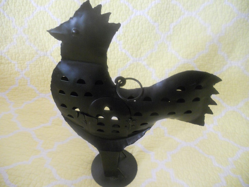 Black Metal Rooster Candle Holder.Big 14.75''Tall image 0