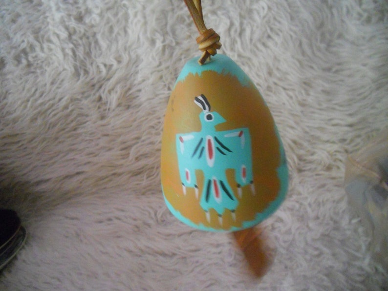 Tesa  Ceramic Wind Bell. Native American Hand Painted image 0