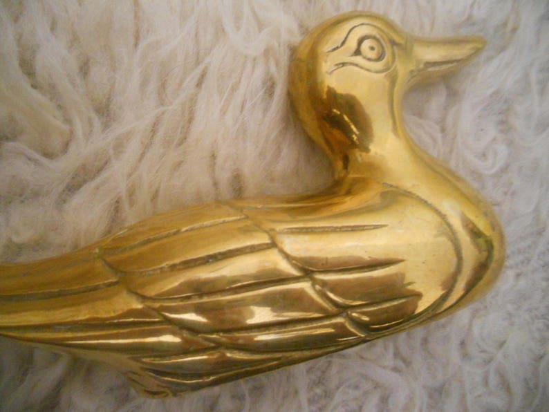 Vintage Brass Duck Figurine.Brass Decor Paperweight.Animal image 0