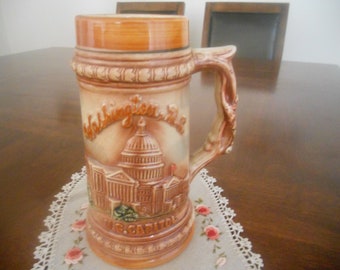 Vintage Ceramic Stein Washington D.C. Made in Japan. 3D  Beer Mug U'S. Capitol. Collectible Stein.