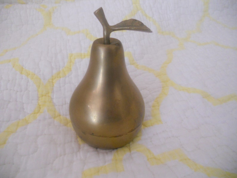 Brass Pear Bell. Vintage Brass Pear Figurine.Home Decor. image 0