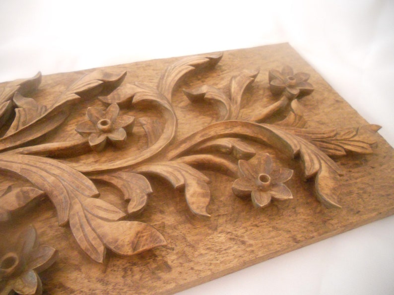 Conception de fleur de panneau en bois sculpt la main. Mur | Etsy