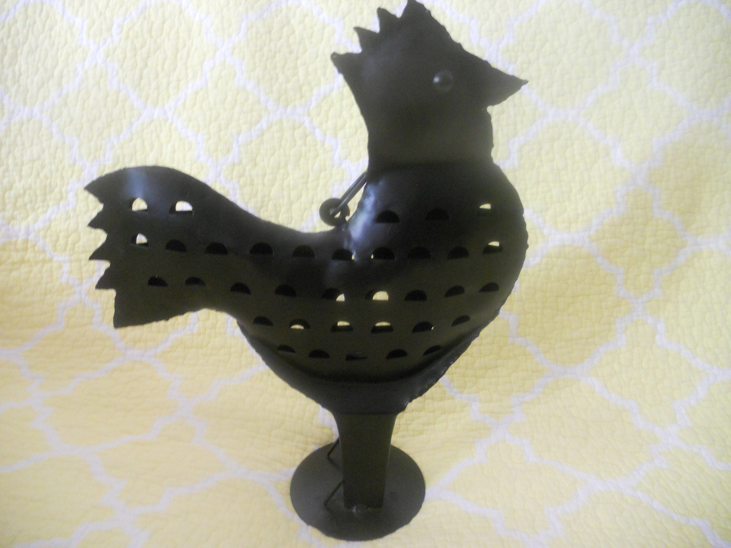Black Metal Rooster Candle Holder.Big 14.75''Tall Etsy.de