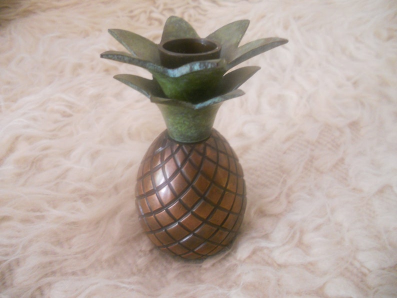 Vintage Metal Pineapple Candle Holder. Copper Candle Holder image 0