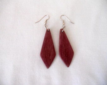 Exotic Wood Purple Heart Double Sided Portable Earrings.Wooden Jewelry. Handcrafted Natural Color. Gift for her.